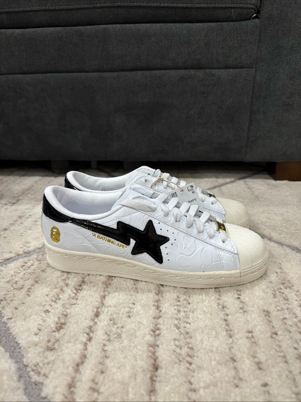 BAPE x adidas Superstar Vintage White Black Men’s Size 7 Women’s 8.5 JR2701